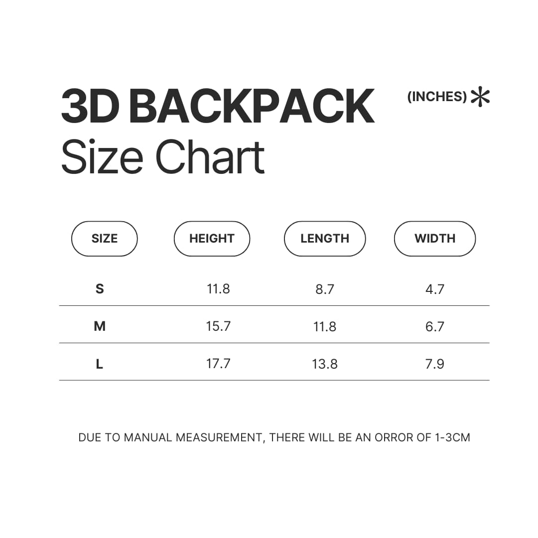 3D Backpack Size Chart - The Grinch Store