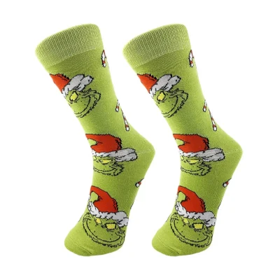 Christmas Winter Grinched Warm Sock Green Furry Cartoon Cotton Sock Soft Slipper Home Sleeping Animal Sock 2 - The Grinch Store