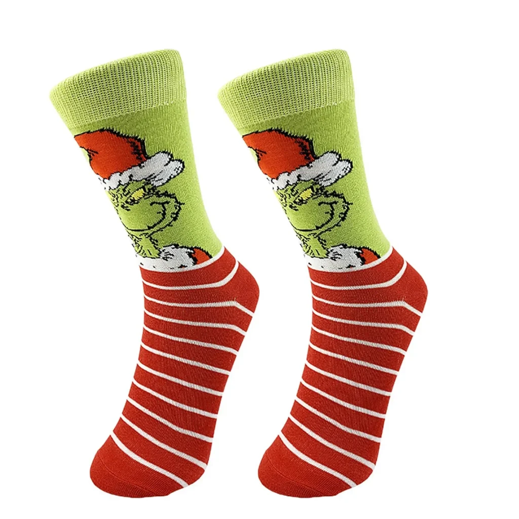 Christmas Winter Grinched Warm Sock Green Furry Cartoon Cotton Sock Soft Slipper Home Sleeping Animal Sock 3 - The Grinch Store