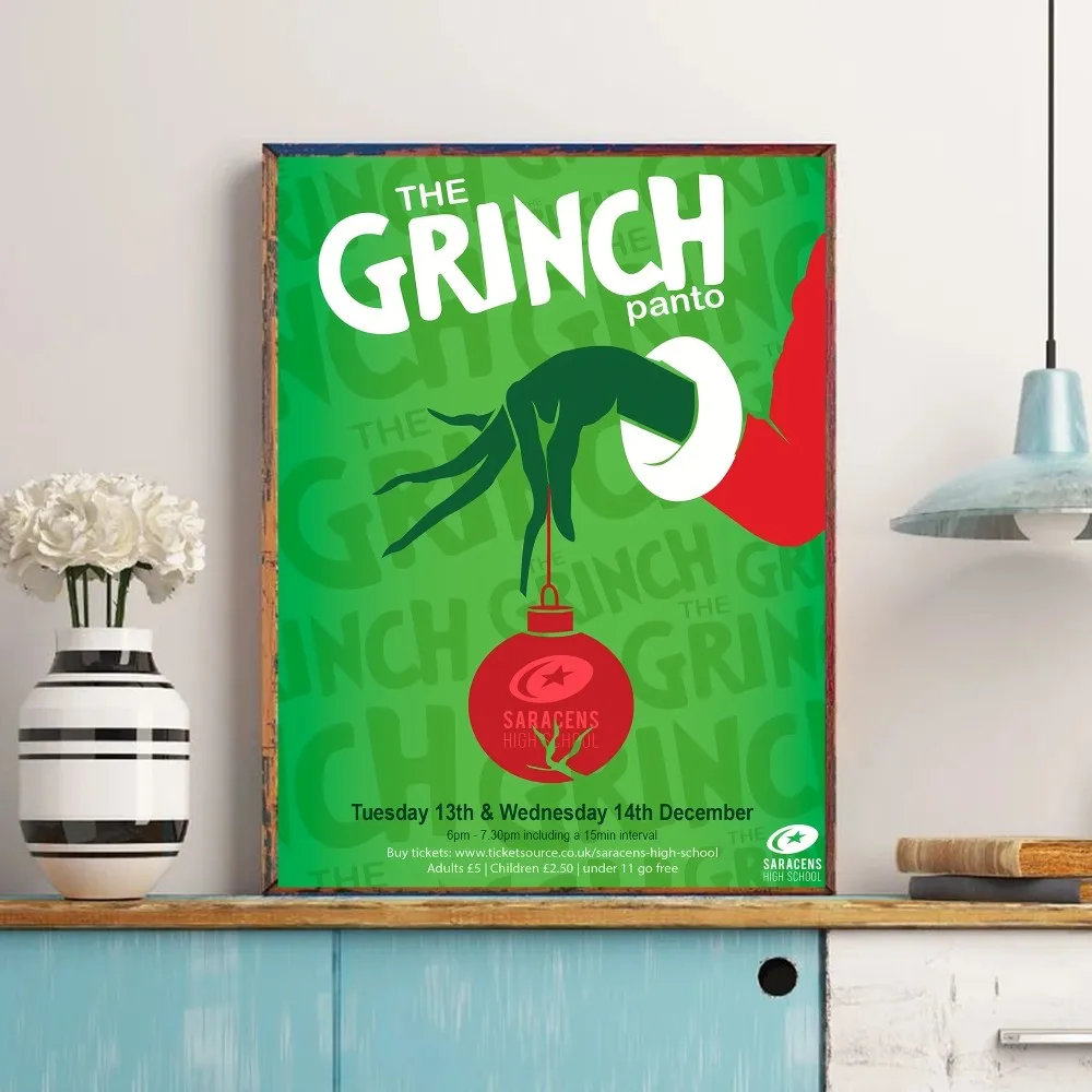 Film The G Grinch C Christmas DIY Sticky Poster Whitepaper Prints Posters Artwork Vintage Decorative Painting 10 - The Grinch Store