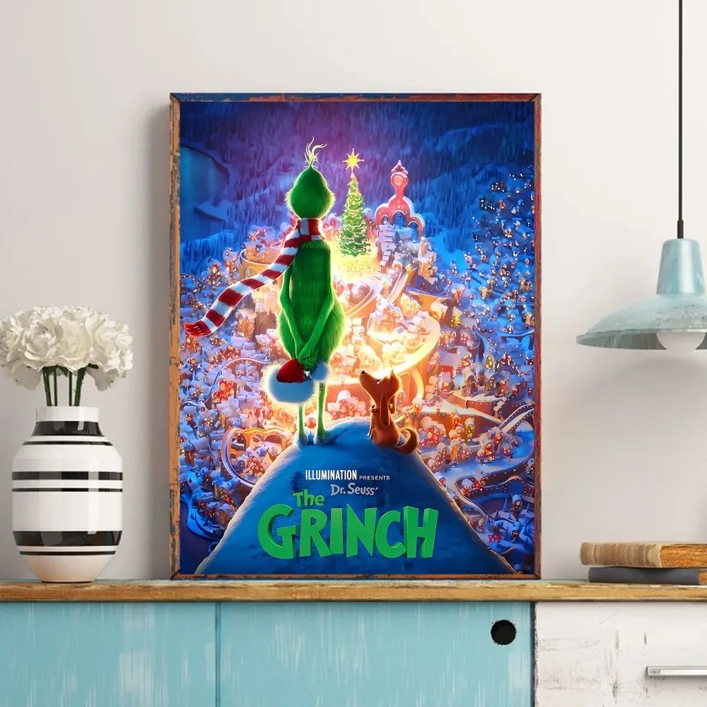 Film The G Grinch C Christmas DIY Sticky Poster Whitepaper Prints Posters Artwork Vintage Decorative Painting 11 - The Grinch Store