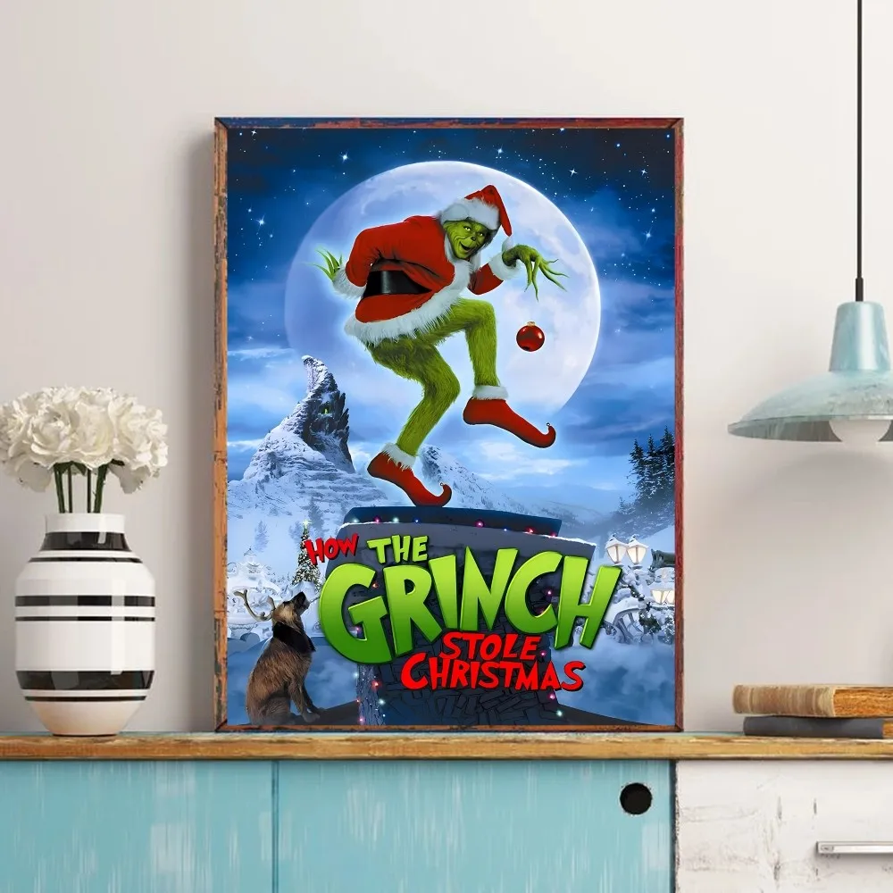 Film The G Grinch C Christmas DIY Sticky Poster Whitepaper Prints Posters Artwork Vintage Decorative Painting 17 - The Grinch Store