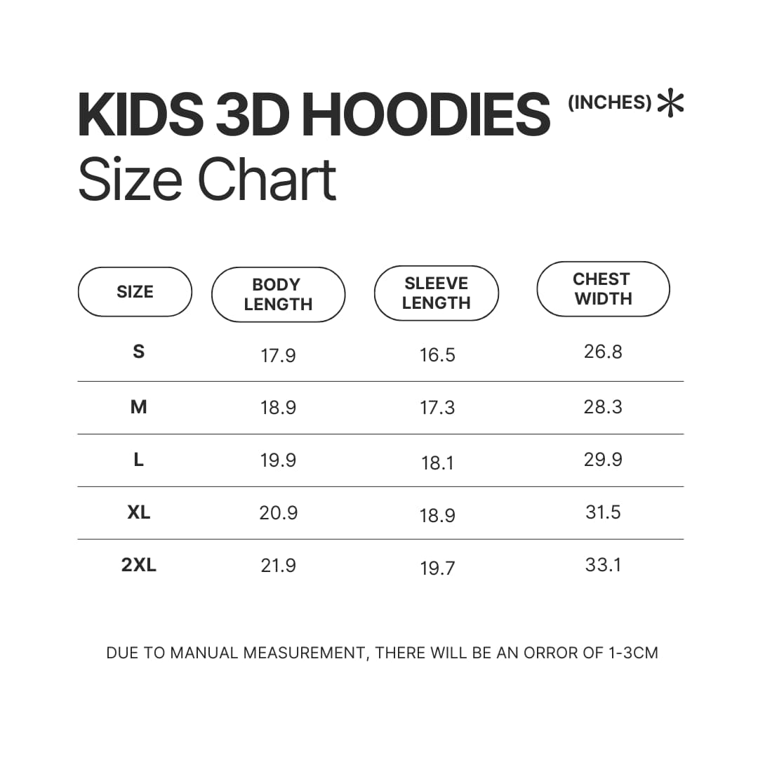 Kids 3D Hoodie Size Chart - The Grinch Store