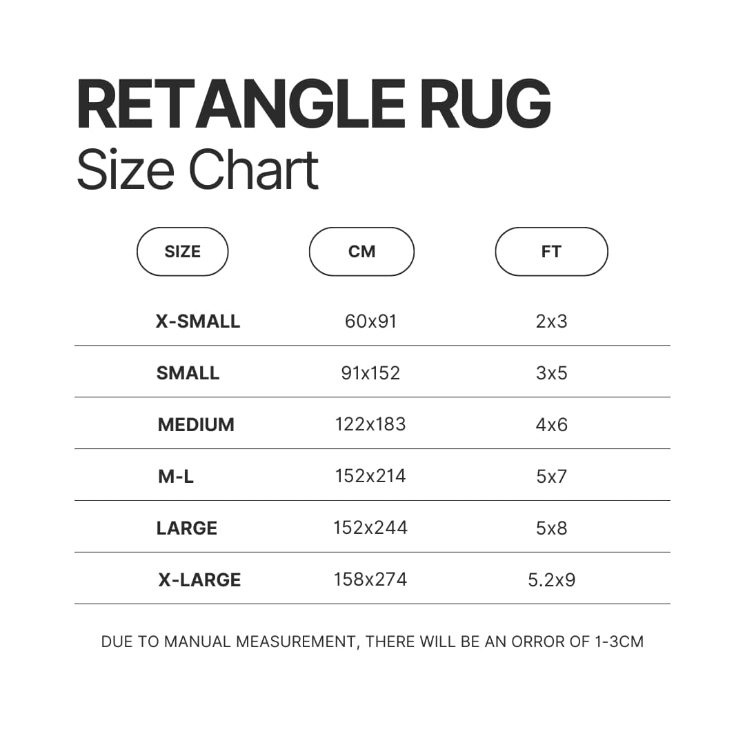 Retangle Rug Size Chart - The Grinch Store