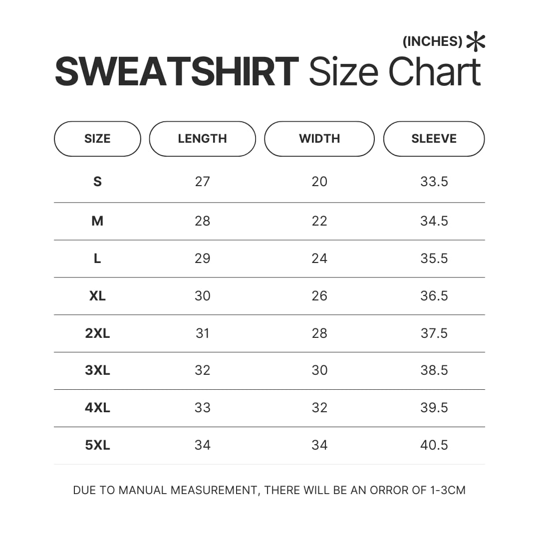 Sweatshirt Size Chart - The Grinch Store