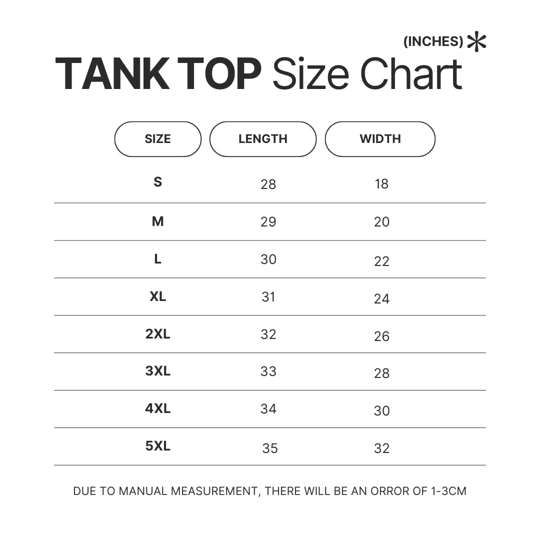 Tank Top Size Chart - The Grinch Store