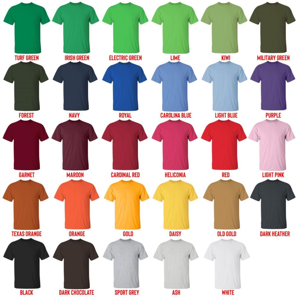 t shirt color chart - The Grinch Store