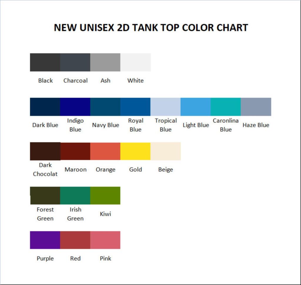 tank top color chart - The Grinch Store