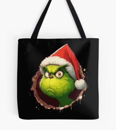 The Grinch Poking From A Hole Tote Bag Official The Grinch Merch