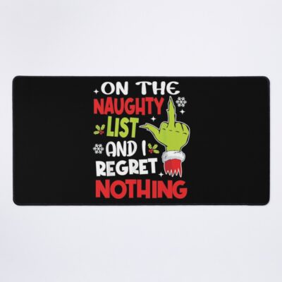 Funny On The List Of Naughty And I Regret Nothing Mouse Pad Official The Grinch Merch