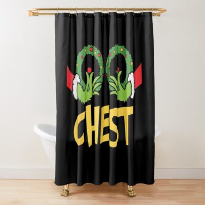 Funny Matching Couple Chest Nuts Shower Curtain Official The Grinch Merch