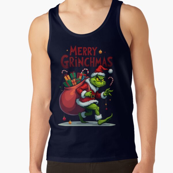 Grinch Funny Christmas Holiday Design Tank Top - Image 5