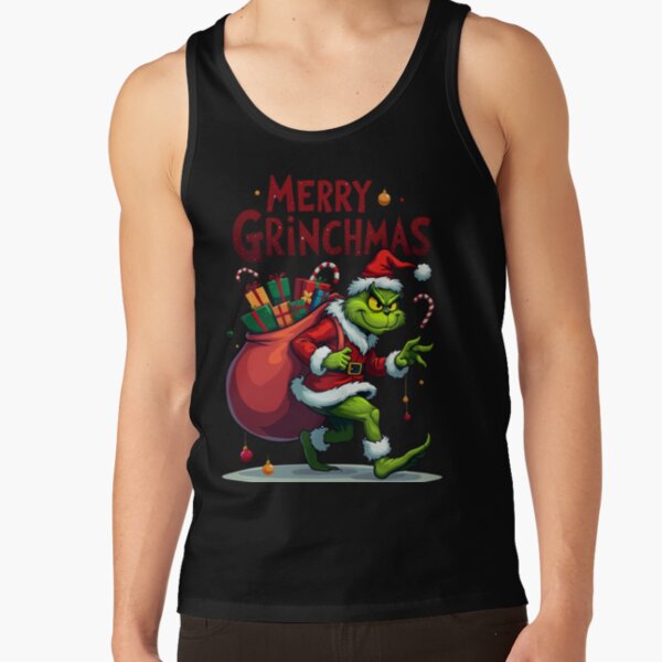 Grinch Funny Christmas Holiday Design Tank Top - Image 2