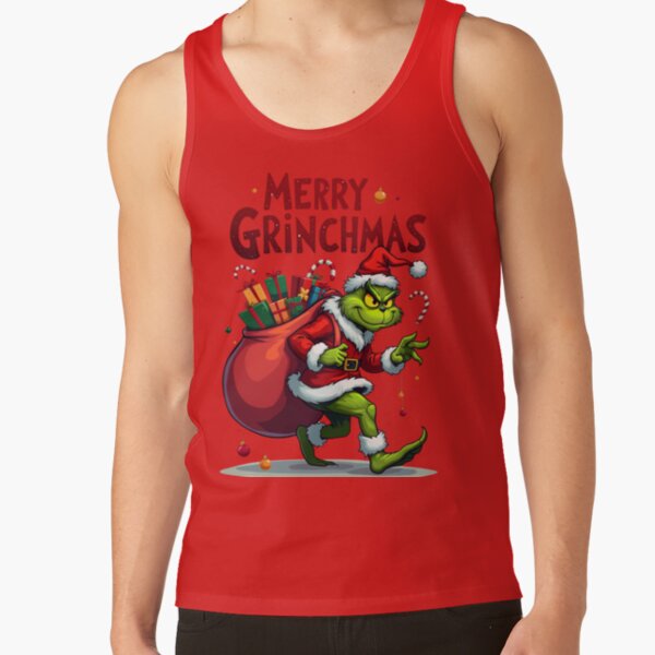 Grinch Funny Christmas Holiday Design Tank Top - Image 4