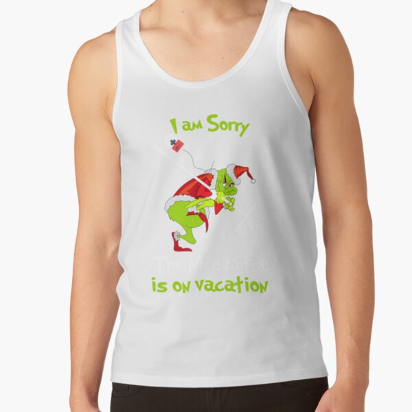 Grinch Funny Nurse Vacation Christmas Humor Design Tank Top - Image 2