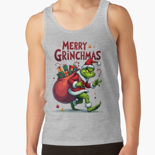 Grinch Funny Christmas Holiday Design Tank Top - Image 3