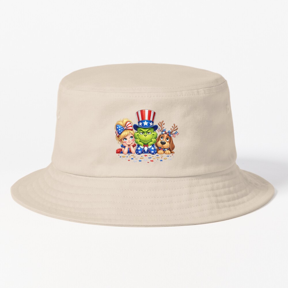 Patriotic Grinch Uncle Sam 4th Of July Bucket Hat