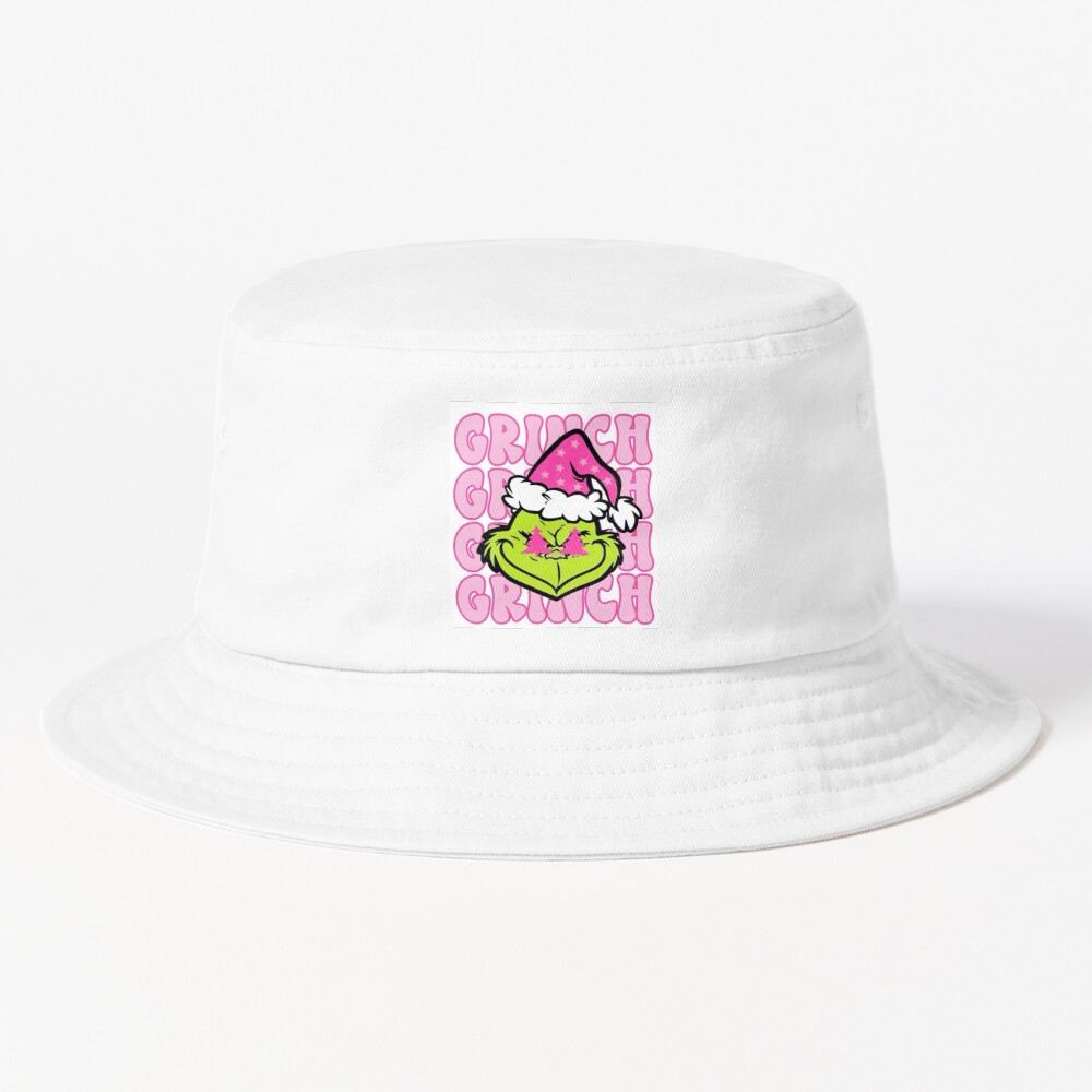 Grinch Pink Christmas Cute Aesthetic Design Bucket Hat