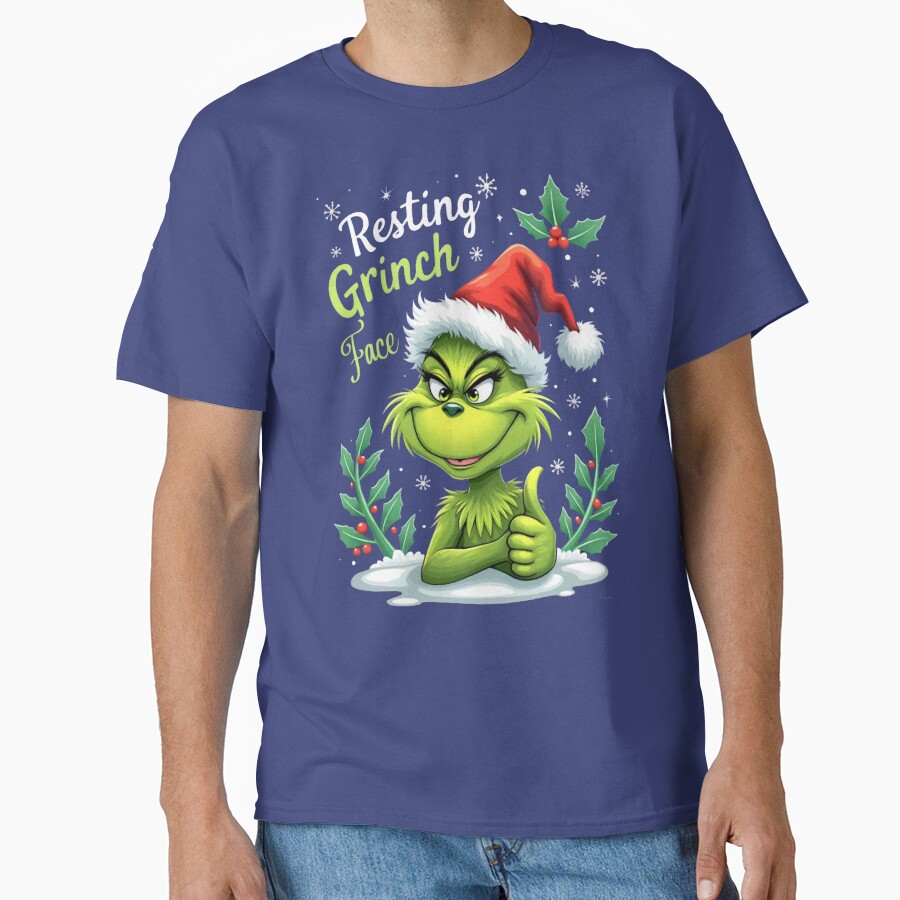 Art The Grinch Resting Grinch Face T-shirt - Image 4