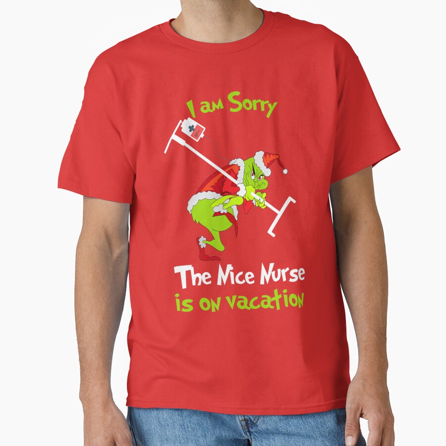 Grinch Funny Nurse Vacation Christmas Humor Design T-shirt - Image 5