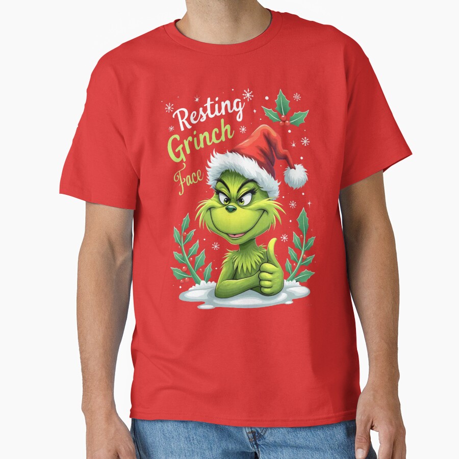Art The Grinch Resting Grinch Face T-shirt - Image 5