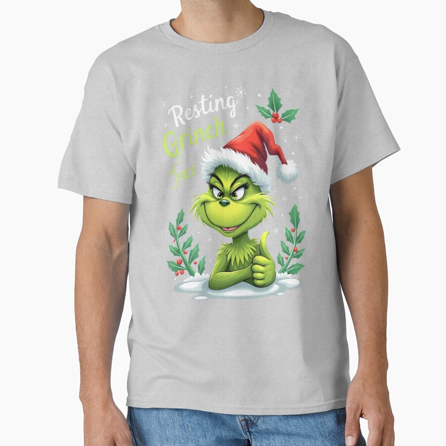 Art The Grinch Resting Grinch Face T-shirt - Image 3