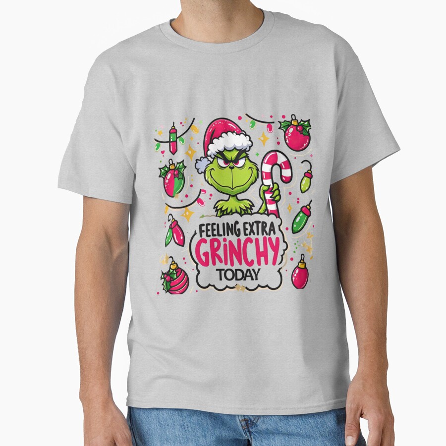 Grinch Extra Grinchy Christmas Mood Design T-shirt - Image 3