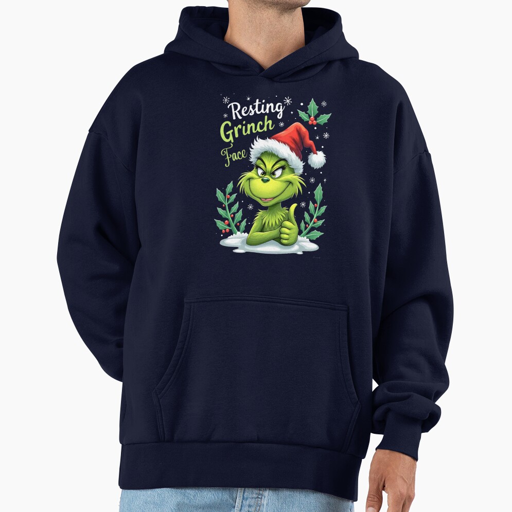 Art The Grinch Resting Grinch Face Hoodie - Image 5