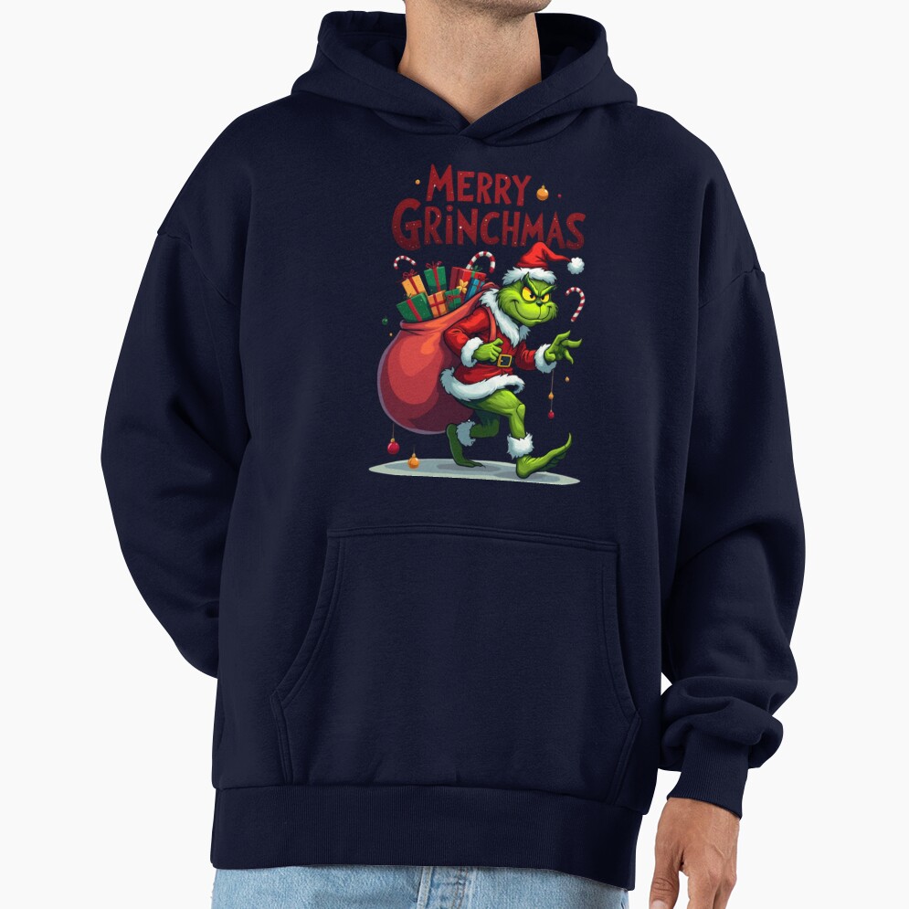 Grinch Funny Christmas Holiday Design Hoodie - Image 5