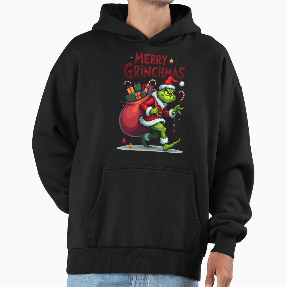 Grinch Funny Christmas Holiday Design Hoodie - Image 2