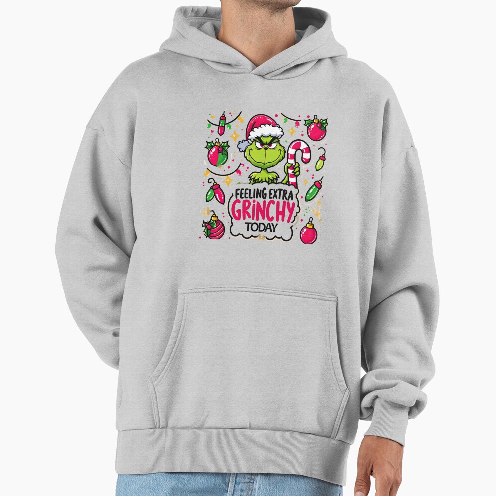 Grinch Extra Grinchy Christmas Mood Design Hoodie - Image 4