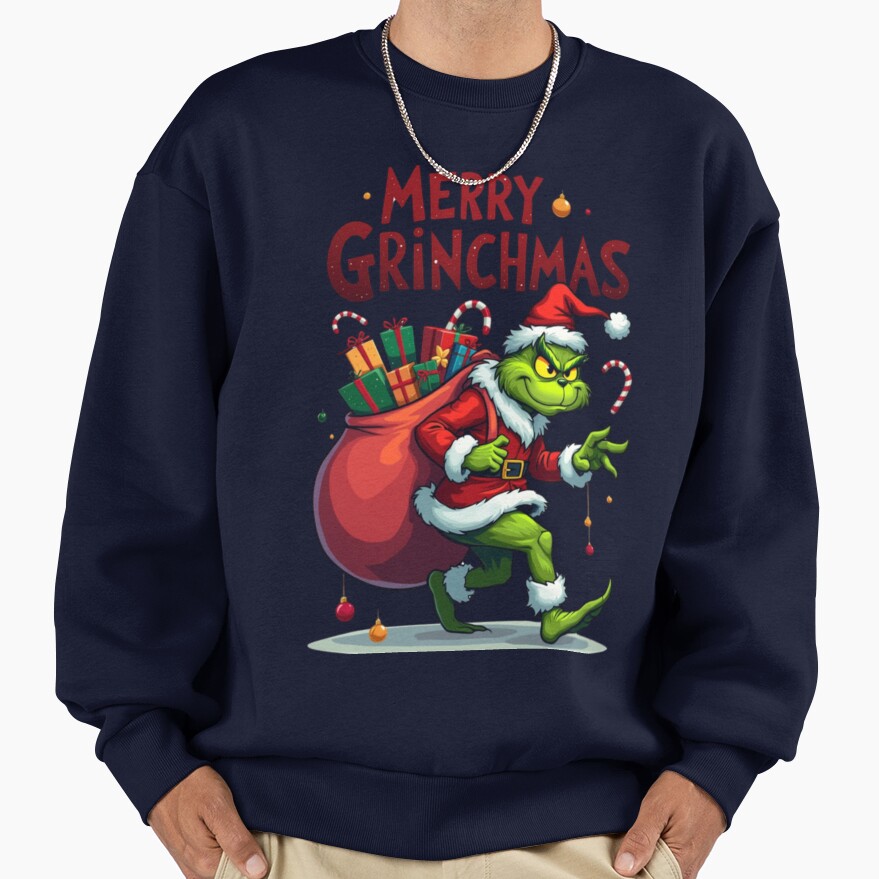 Grinch Funny Christmas Holiday Design Sweatshirt - Image 5