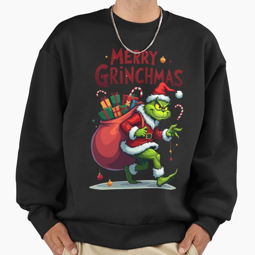 Grinch Funny Christmas Holiday Design Sweatshirt - Image 2