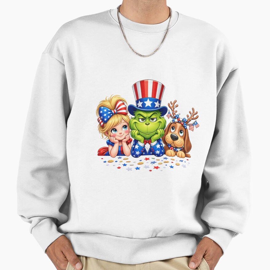 Patriotic Grinch Uncle Sam 4th Of July Sweatshirt - Image 2