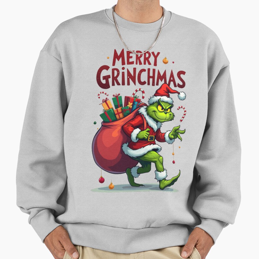 Grinch Funny Christmas Holiday Design Sweatshirt - Image 4