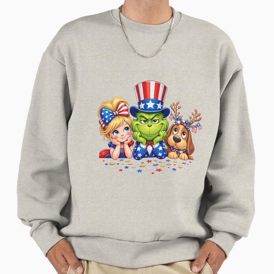 Patriotic Grinch Uncle Sam 4th Of July Sweatshirt - Image 3