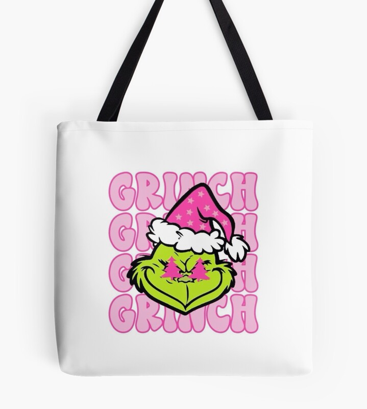 Grinch Pink Christmas Retro Cute Aesthetic Design Tote Bag