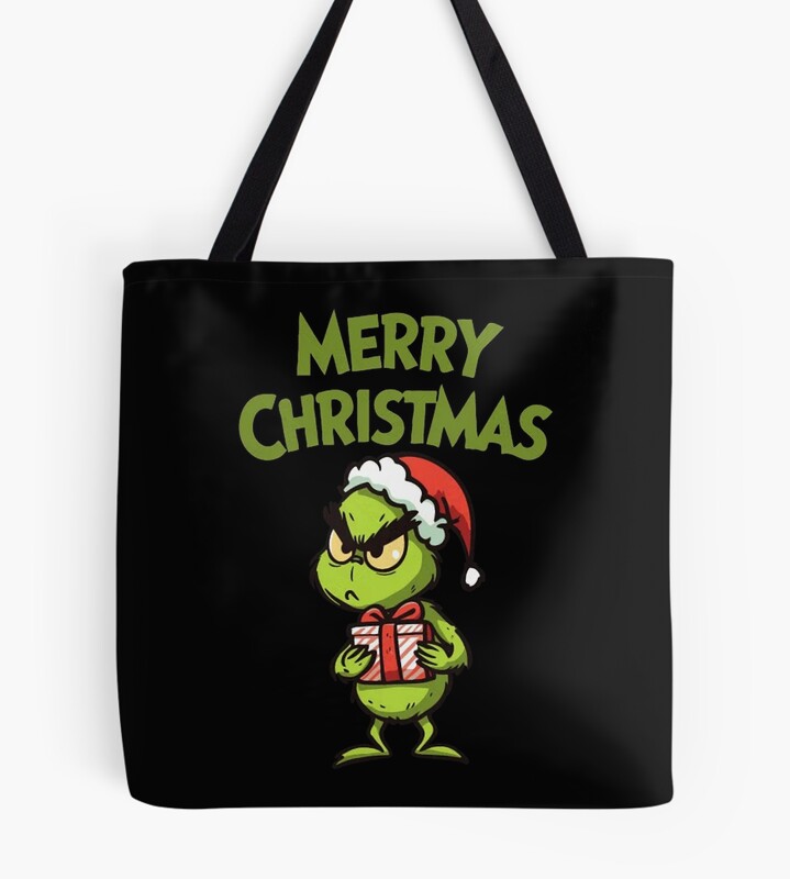 Art The Grinch Chibi Merry Christmas Tote Bag