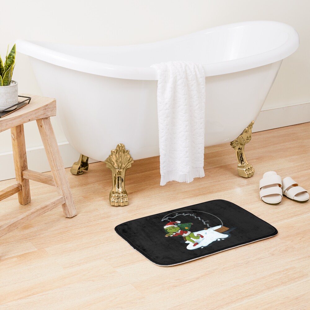 Grinch Funny Mischief Holiday Parody Art Bath Mat - Image 2