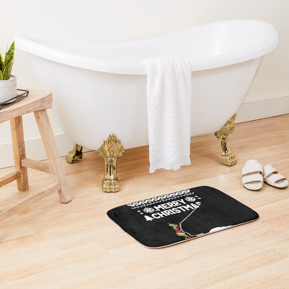 Grinch Christmas Funny Holiday Design Bath Mat - Image 2