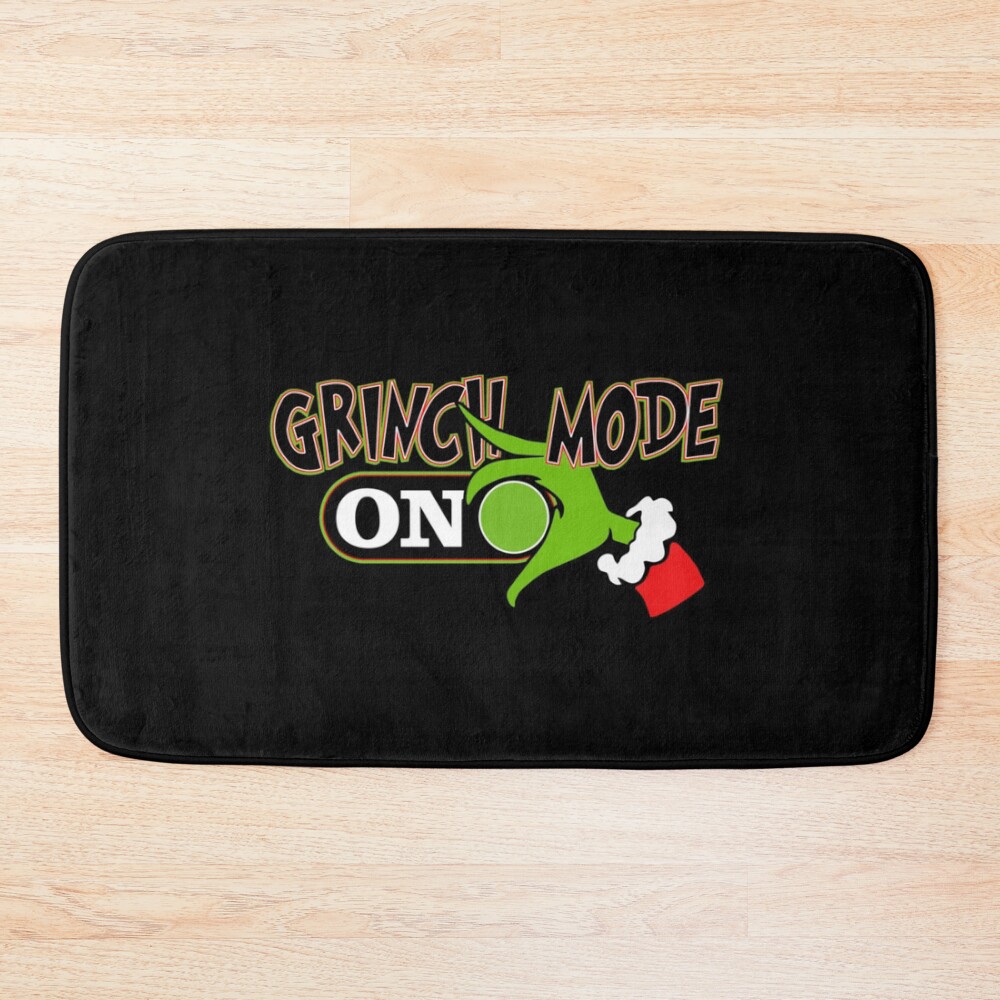 Grinch Mode On Funny Christmas Design Holiday Bath Mat