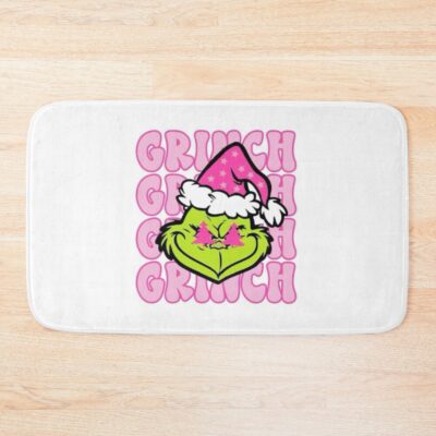 Grinch Pink Christmas Retro Cute Aesthetic Design Bath Mat
