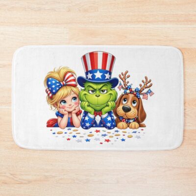 Patriotic Grinch Uncle Sam 4th Of July Bath Mat
