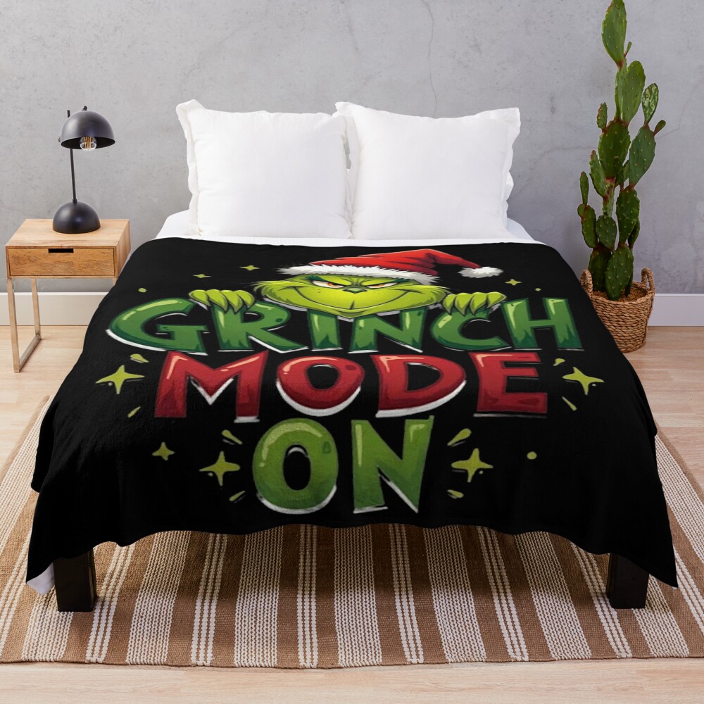 The Grinch Movie Grinch Mode On Throw Blanket