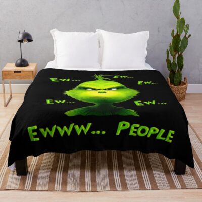Grinch Ew People Funny Christmas Mood Throw Blanket