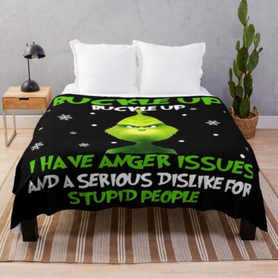 Art The Grinch Buckle Up Throw Blanket