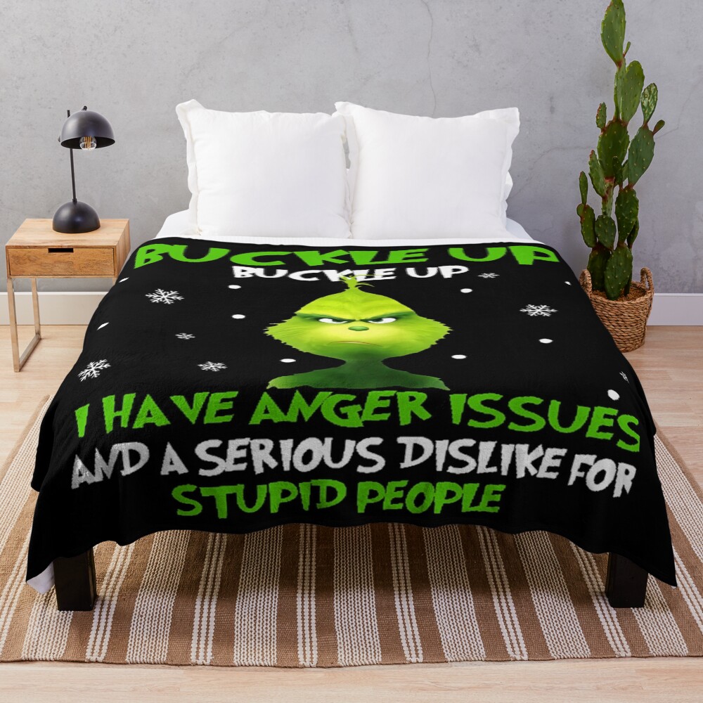Art The Grinch Buckle Up Throw Blanket