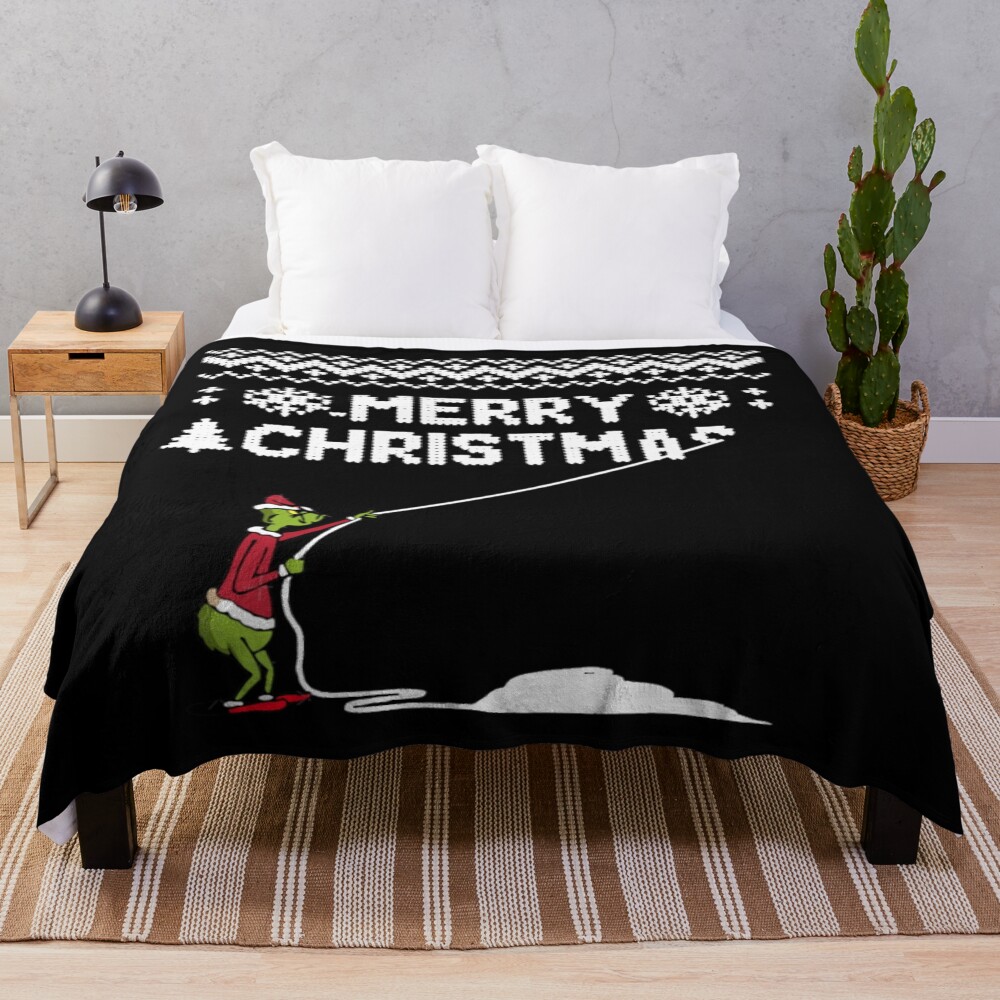 Grinch Christmas Funny Holiday Design Throw Blanket