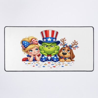 Patriotic Grinch Uncle Sam 4th Of July Mouse Pad