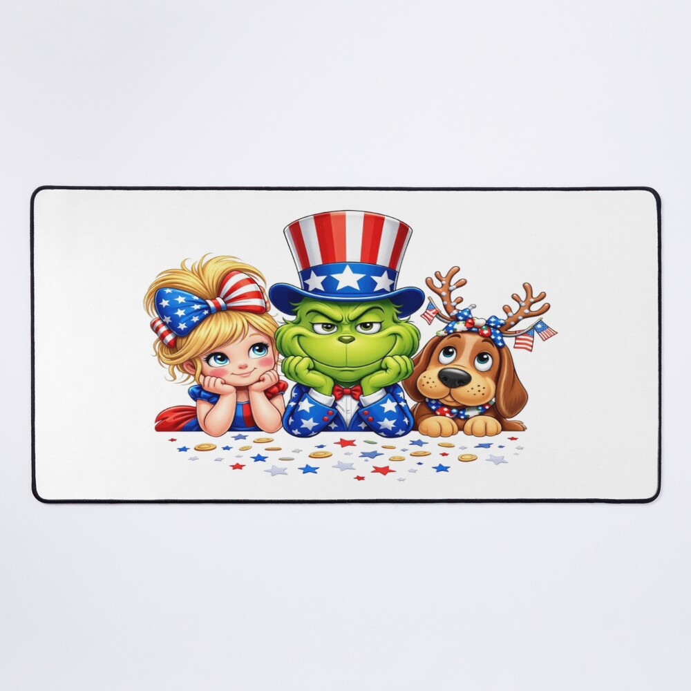 Patriotic Grinch Uncle Sam 4th Of July Mouse Pad